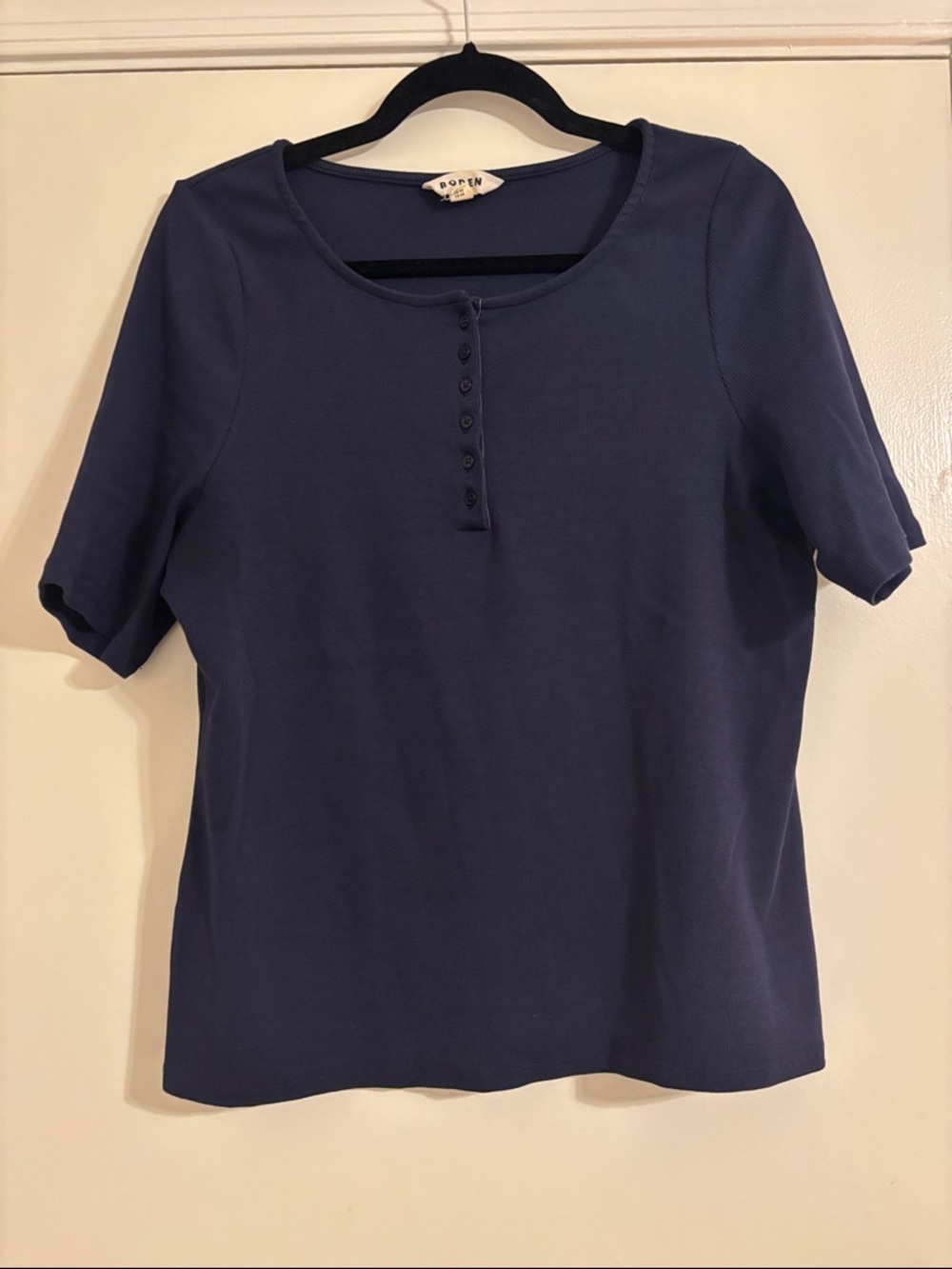 Boden Navy Blue Short Sleeve Henley Tee